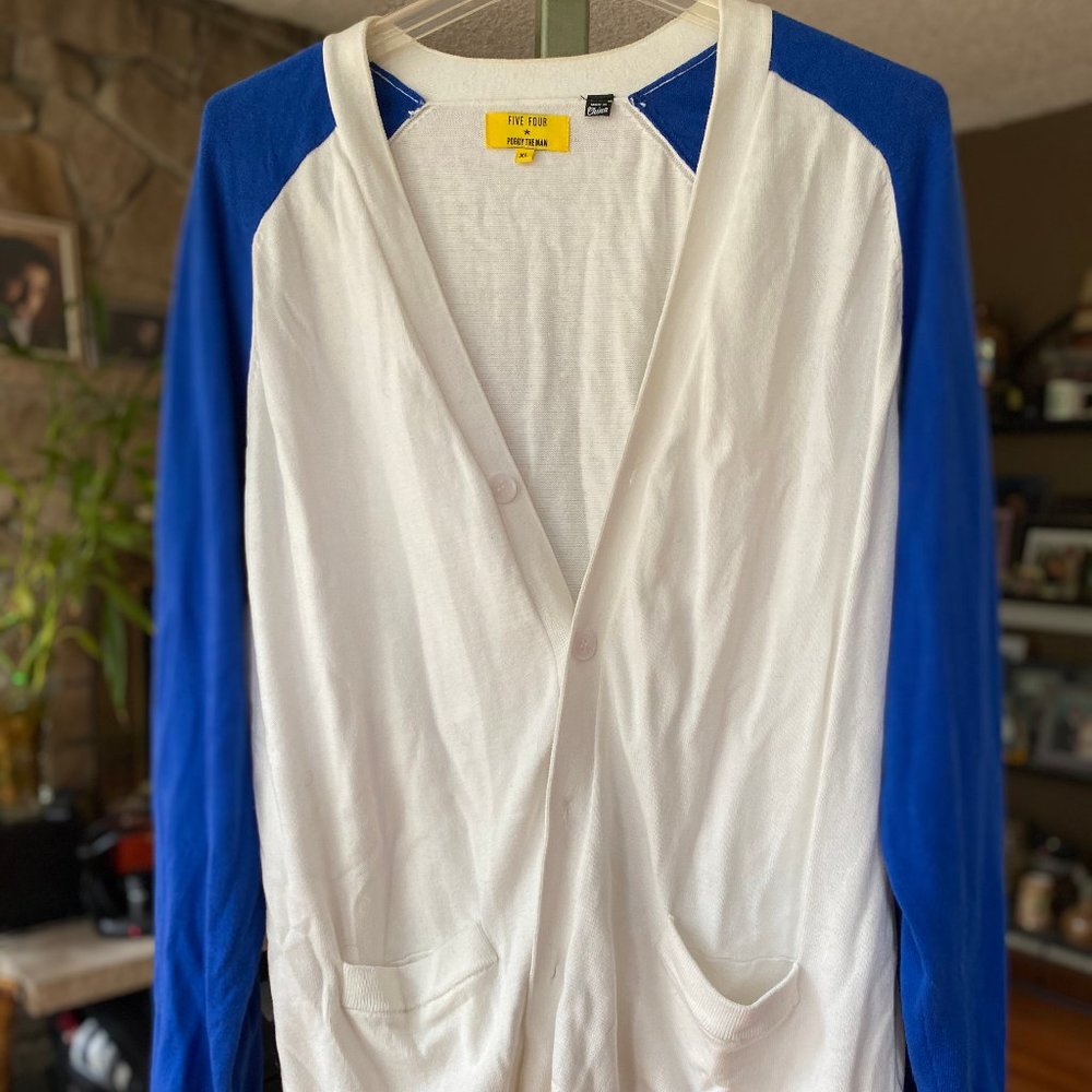 Blue/White Cardigan by Five Four